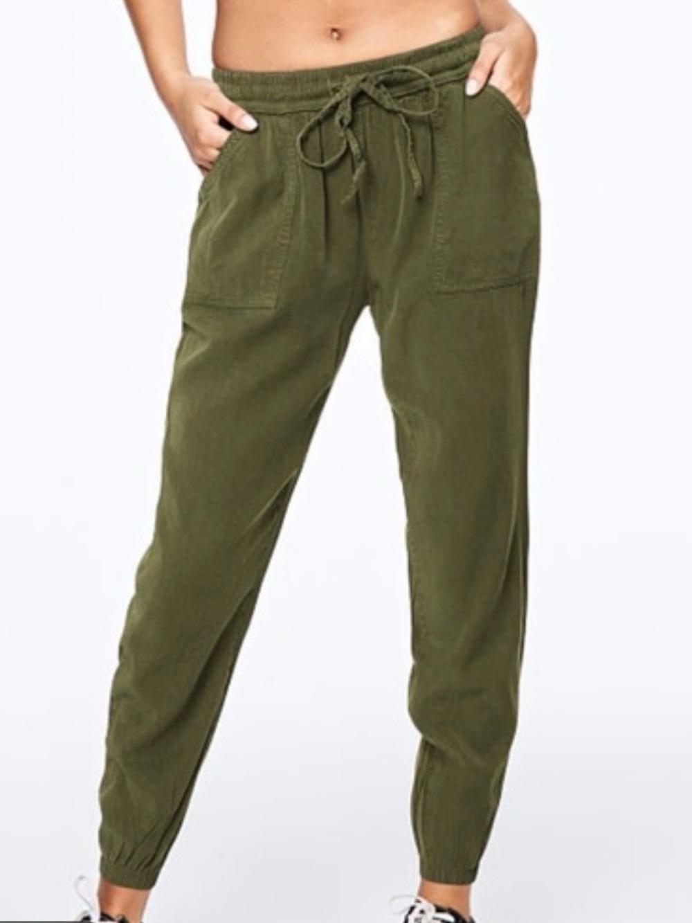 PINK Victoria's Secret Olive Drawstring Jogger Pants